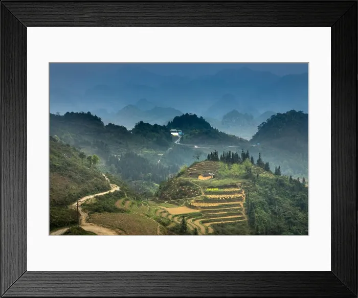 Framed Print : The road on the high mountain in the province Ha Giang, Vietnam Framed Print : The road on the high mountain in the province Ha Giang, Vietnam