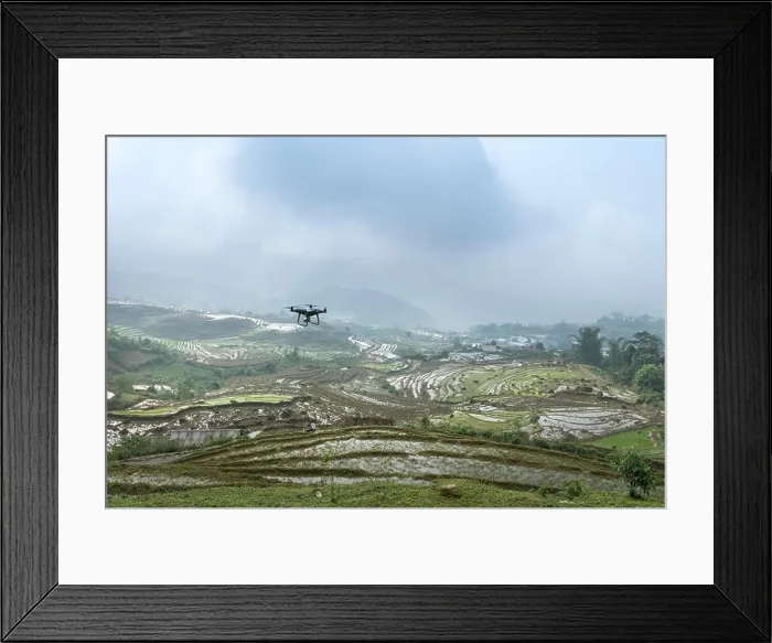 Framed Print : the drone fly on terraces field in Sa Pa town, Lao Cai province, Vietnam Framed Print : the drone fly on terraces field in Sa Pa town, Lao Cai province, Vietnam