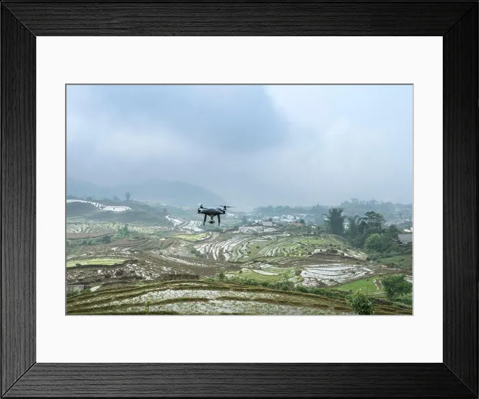 Framed Print : the drone fly on terraces field in Sa Pa town, Lao Cai province, Vietnam Framed Print : the drone fly on terraces field in Sa Pa town, Lao Cai province, Vietnam