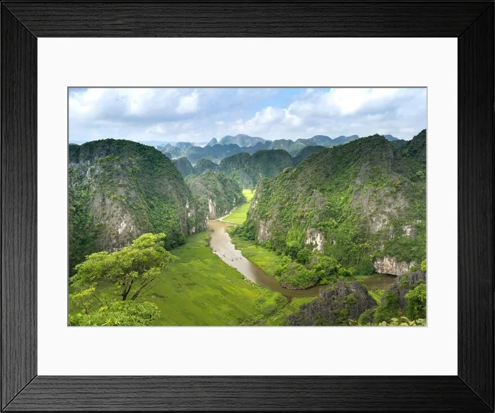 Framed Print : the majestic scenery on Ngo Dong river in Tam Coc Bich Dong view from the mountain top in Ninh Binh province of Viet Nam Framed Print : the majestic scenery on Ngo Dong river in Tam Coc Bich Dong view from the mountain top in Ninh Binh province of Viet Nam