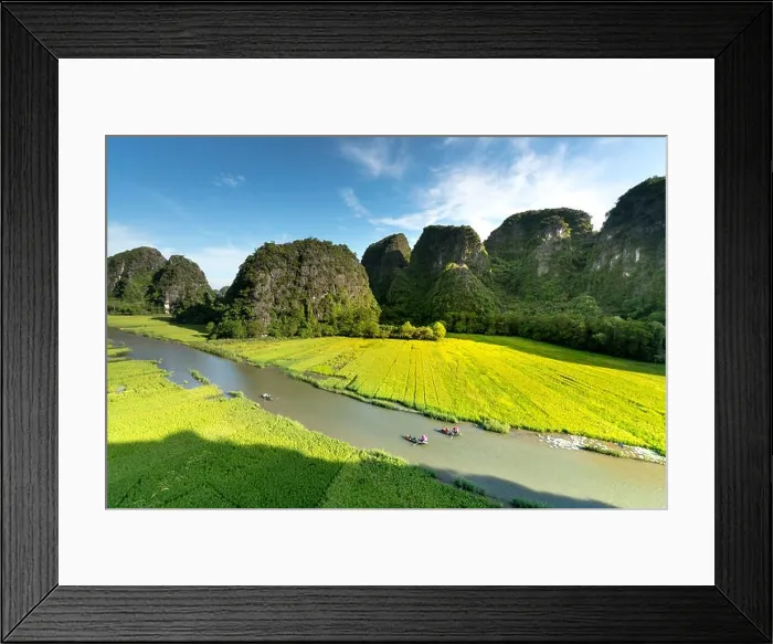 Framed Print : the majestic scenery on Ngo Dong river in Tam Coc Bich Dong view from the mountain top in Ninh Binh province of Viet Nam Framed Print : the majestic scenery on Ngo Dong river in Tam Coc Bich Dong view from the mountain top in Ninh Binh province of Viet Nam