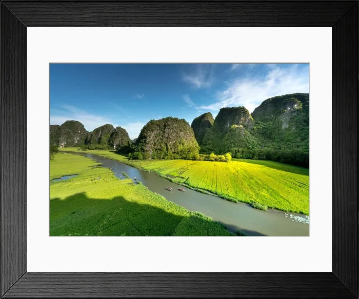 Framed Print : the majestic scenery on Ngo Dong river in Tam Coc Bich Dong view from the mountain top in Ninh Binh province of Viet Nam Framed Print : the majestic scenery on Ngo Dong river in Tam Coc Bich Dong view from the mountain top in Ninh Binh province of Viet Nam