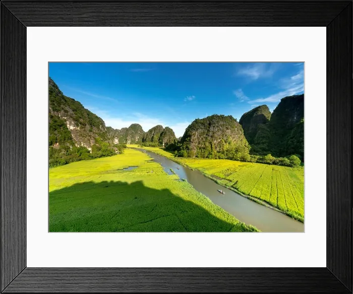 Framed Print : the majestic scenery on Ngo Dong river in Tam Coc Bich Dong view from the mountain top in Ninh Binh province of Viet Nam Framed Print : the majestic scenery on Ngo Dong river in Tam Coc Bich Dong view from the mountain top in Ninh Binh province of Viet Nam