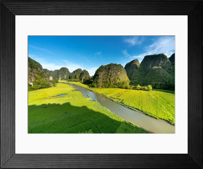 Framed Print : the majestic scenery on Ngo Dong river in Tam Coc Bich Dong view from the mountain top in Ninh Binh province of Viet Nam Framed Print : the majestic scenery on Ngo Dong river in Tam Coc Bich Dong view from the mountain top in Ninh Binh province of Viet Nam