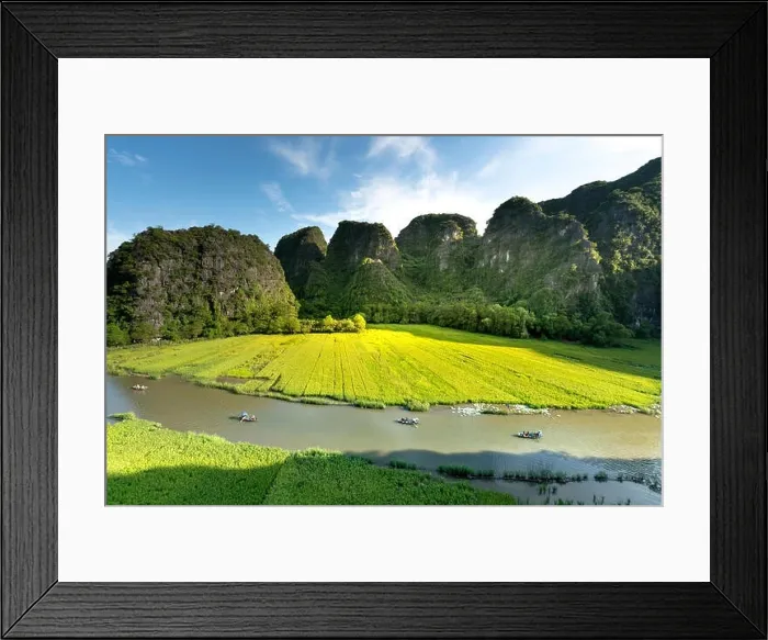 Framed Print : the majestic scenery on Ngo Dong river in Tam Coc Bich Dong view from the mountain top in Ninh Binh province of Viet Nam Framed Print : the majestic scenery on Ngo Dong river in Tam Coc Bich Dong view from the mountain top in Ninh Binh province of Viet Nam