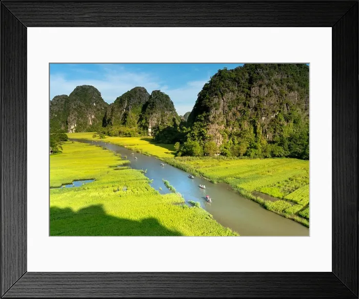 Framed Print : the majestic scenery on Ngo Dong river in Tam Coc Bich Dong view from the mountain top in Ninh Binh province of Viet Nam Framed Print : the majestic scenery on Ngo Dong river in Tam Coc Bich Dong view from the mountain top in Ninh Binh province of Viet Nam