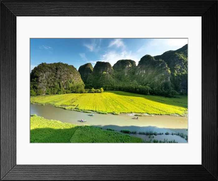 Framed Print : the majestic scenery on Ngo Dong river in Tam Coc Bich Dong view from the mountain top in Ninh Binh province of Viet Nam Framed Print : the majestic scenery on Ngo Dong river in Tam Coc Bich Dong view from the mountain top in Ninh Binh province of Viet Nam