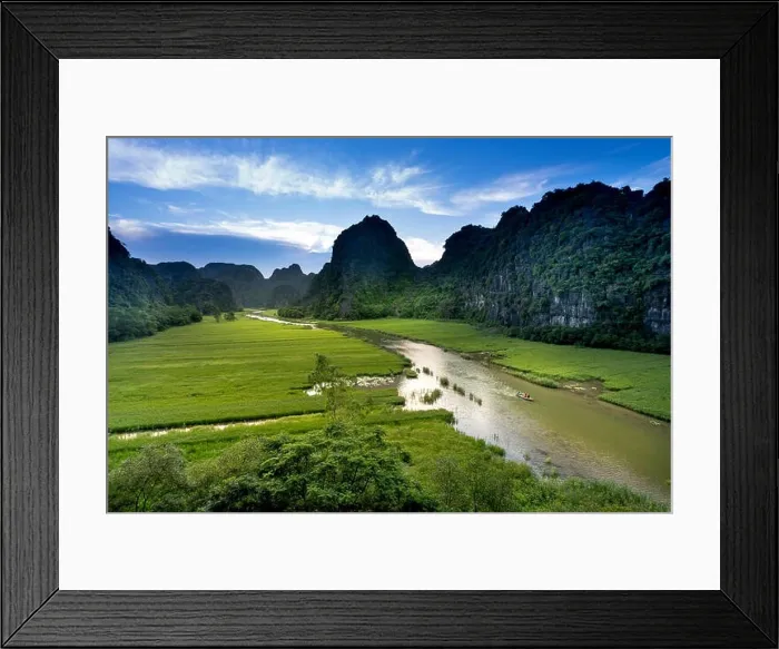 Framed Print : the majestic scenery on Ngo Dong river in Tam Coc Bich Dong view from the mountain top in Ninh Binh province of Viet Nam Framed Print : the majestic scenery on Ngo Dong river in Tam Coc Bich Dong view from the mountain top in Ninh Binh province of Viet Nam