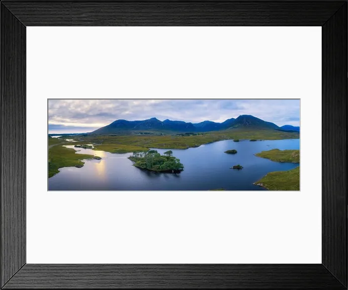 Framed Print : Aerial panorama of the Pine Trees Island in the Derryclare Lake, Galway county, Ireland Framed Print : Aerial panorama of the Pine Trees Island in the Derryclare Lake, Galway county, Ireland