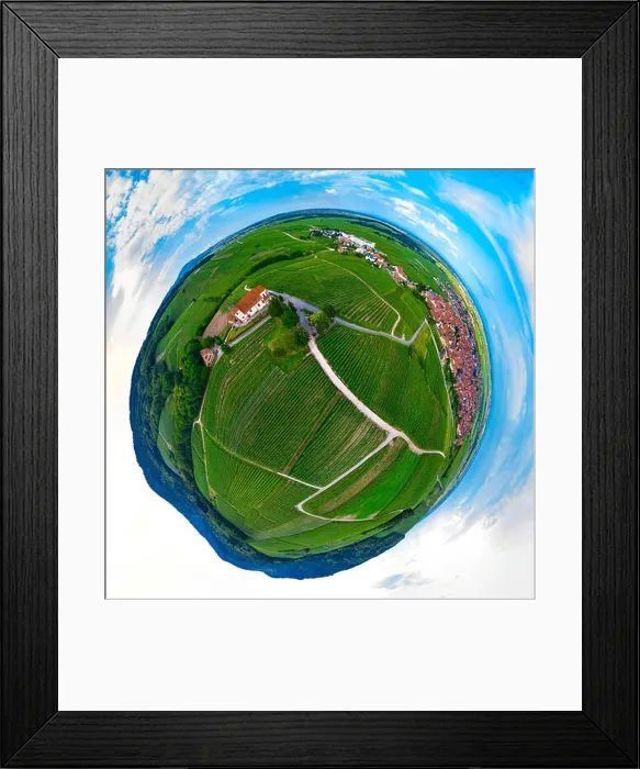 Framed Print : Little french village Dambach-la-ville and medieval church panoramic aerial view, Alsace, France Framed Print : Little french village Dambach-la-ville and medieval church panoramic aerial view, Alsace, France