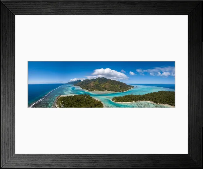 Framed Print : tahiti and Moorea island french polynesia lagoon aerial view panorama landscape Framed Print : tahiti and Moorea island french polynesia lagoon aerial view panorama landscape