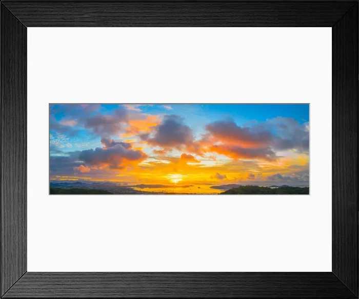 Framed Print : aerial scenery sunrise above Andaman sea at Chalong bay Phuket Thailand Framed Print : aerial scenery sunrise above Andaman sea at Chalong bay Phuket Thailand