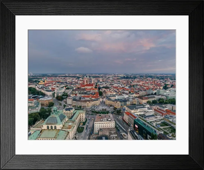 Framed Print : Munich city air drone 360 vr virtual reality panorama Framed Print : Munich city air drone 360 vr virtual reality panorama