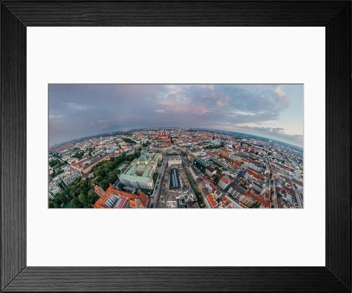 Framed Print : Munich city air drone 360 vr virtual reality panorama Framed Print : Munich city air drone 360 vr virtual reality panorama