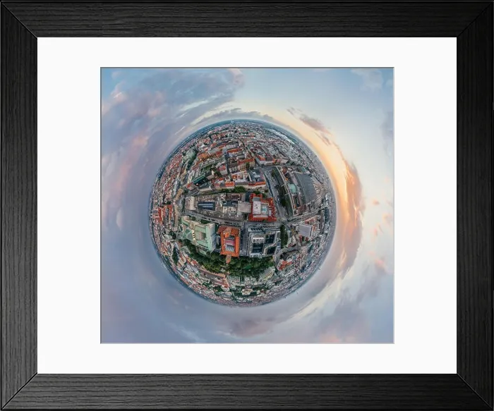 Framed Print : Munich city air drone 360 vr virtual reality panorama Framed Print : Munich city air drone 360 vr virtual reality panorama