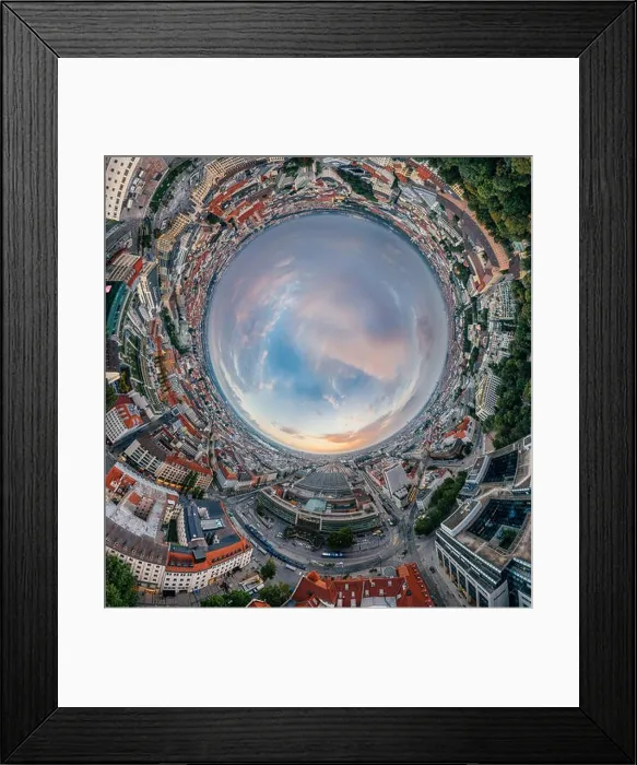 Framed Print : Munich city air drone 360 vr virtual reality panorama Framed Print : Munich city air drone 360 vr virtual reality panorama