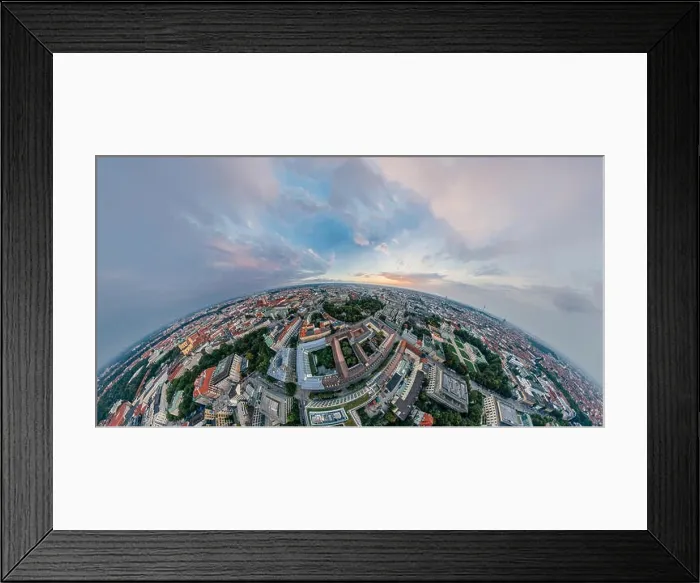 Framed Print : Munich city air drone 360 vr virtual reality panorama Framed Print : Munich city air drone 360 vr virtual reality panorama