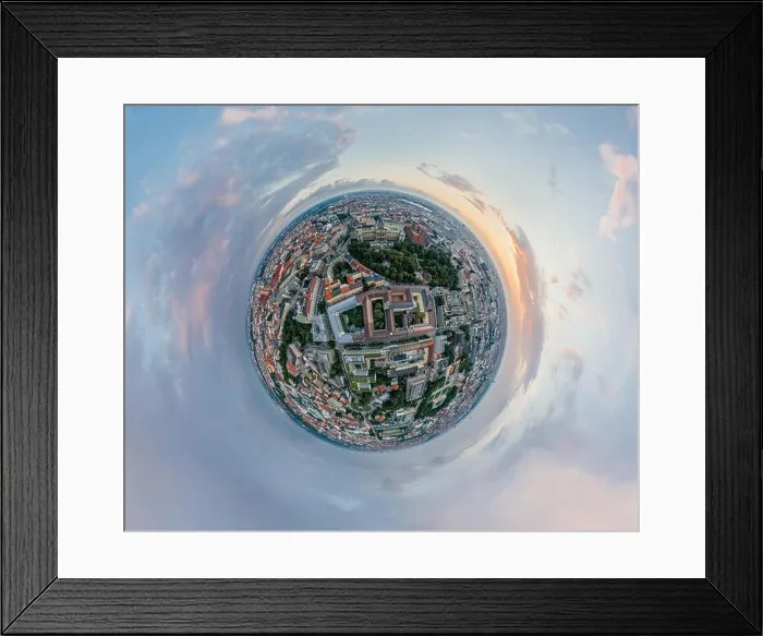 Framed Print : Munich city air drone 360 vr virtual reality panorama Framed Print : Munich city air drone 360 vr virtual reality panorama