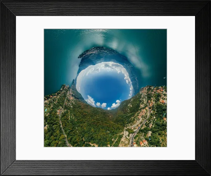 Framed Print : Italy Como Lake drone Air 360 vr virtual reality drone panorama Framed Print : Italy Como Lake drone Air 360 vr virtual reality drone panorama