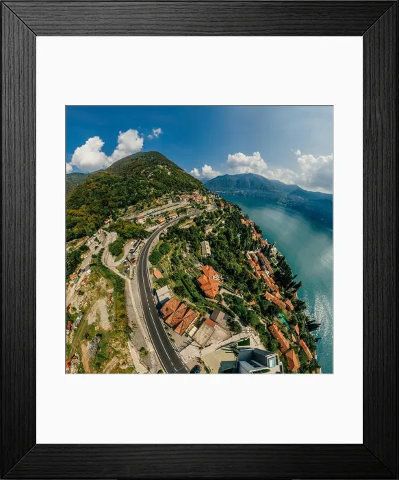 Framed Print : Italy Como Lake drone Air 360 vr virtual reality drone panorama Framed Print : Italy Como Lake drone Air 360 vr virtual reality drone panorama