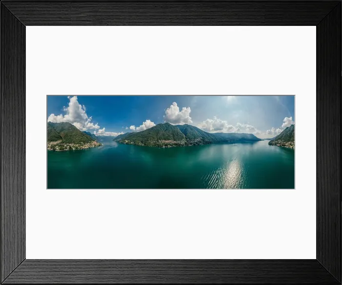 Framed Print : Italy Como Lake drone Air 360 vr virtual reality drone panorama