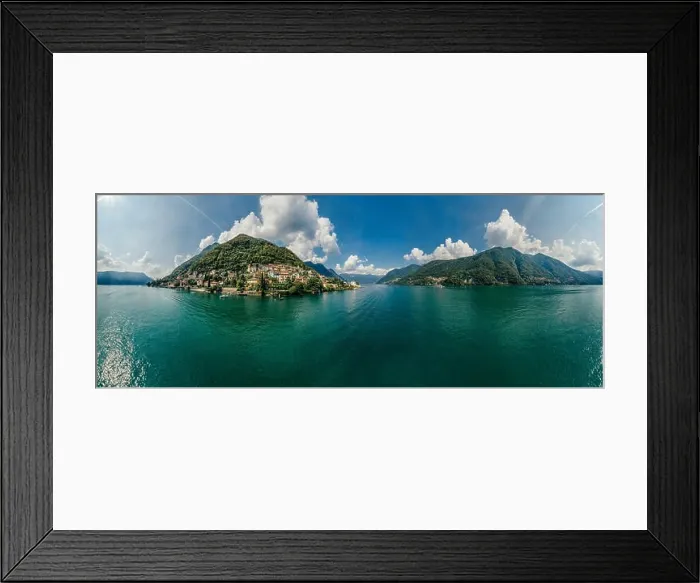 Framed Print : Italy Como Lake drone Air 360 vr virtual reality drone panorama