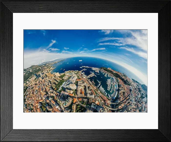 Framed Print : Mountains in Monaco Monte-Carlo city riviera Drone summer photo Air 360 vr virtual reality drone panorama