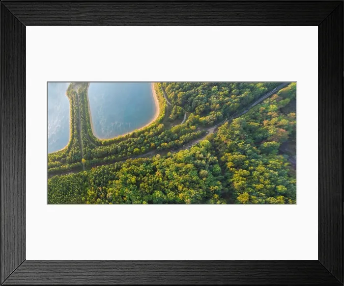 Framed Print : Aerial view of blue lakes and green forests on a sunny summer day in drone photography Framed Print : Aerial view of blue lakes and green forests on a sunny summer day in drone photography