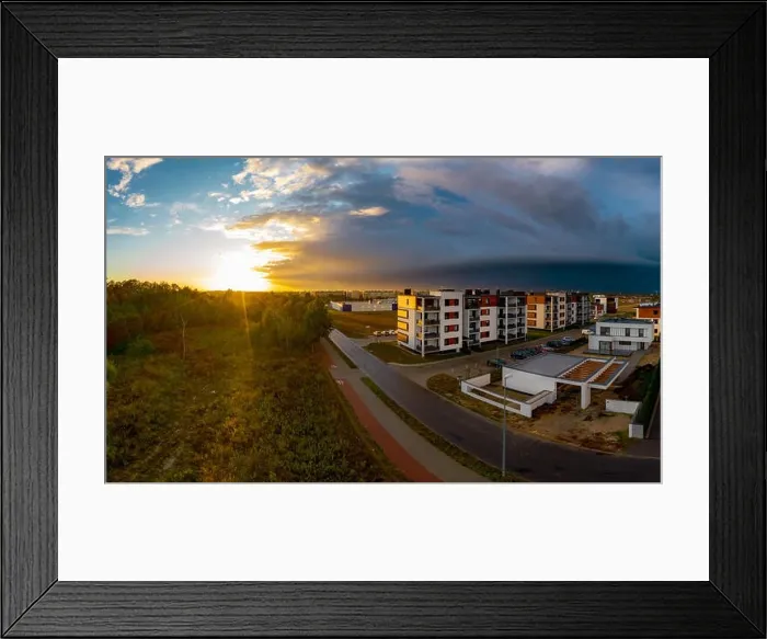 Framed Print : View from above on real estates in Ostrow Wielkopolski in Poland, during dynamic weather Framed Print : View from above on real estates in Ostrow Wielkopolski in Poland, during dynamic weather