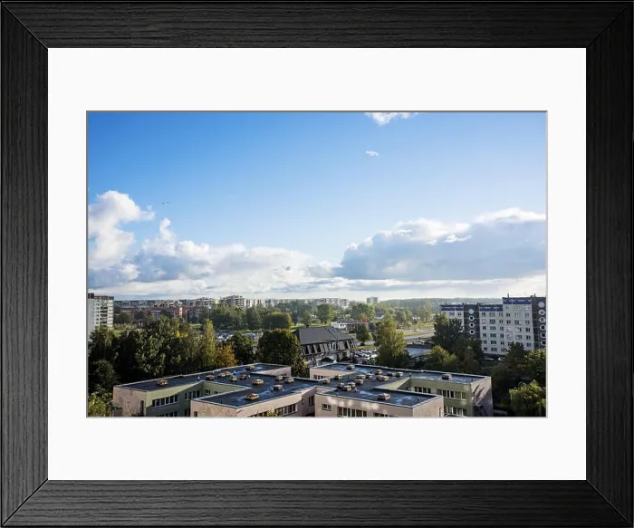 Framed Print : Landscape of living city area. Sunny summer day Framed Print : Landscape of living city area. Sunny summer day