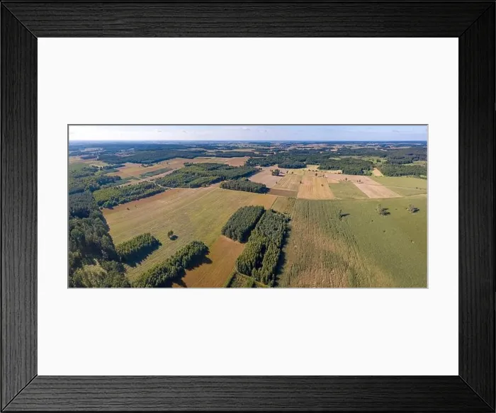 Framed Print : Beautiful summer fields and forest photographed from drone. Polish aerial landscape