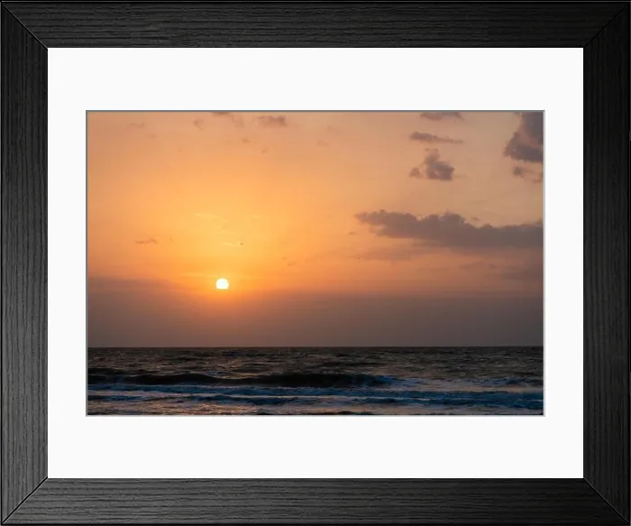 Framed Print : Orange dark sunset with water surface landscape view Framed Print : Orange dark sunset with water surface landscape view