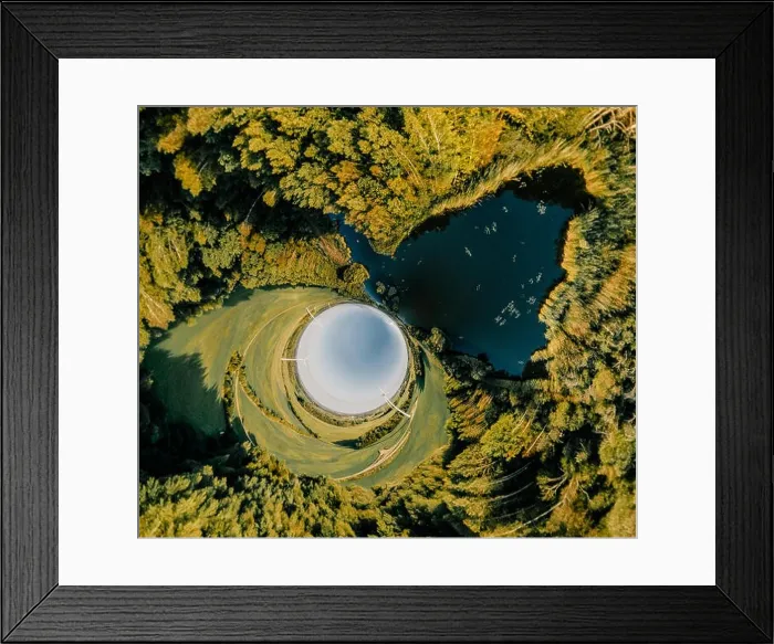 Framed Print : Blue Lake Green field and forest nature in Lithuania Framed Print : Blue Lake Green field and forest nature in Lithuania