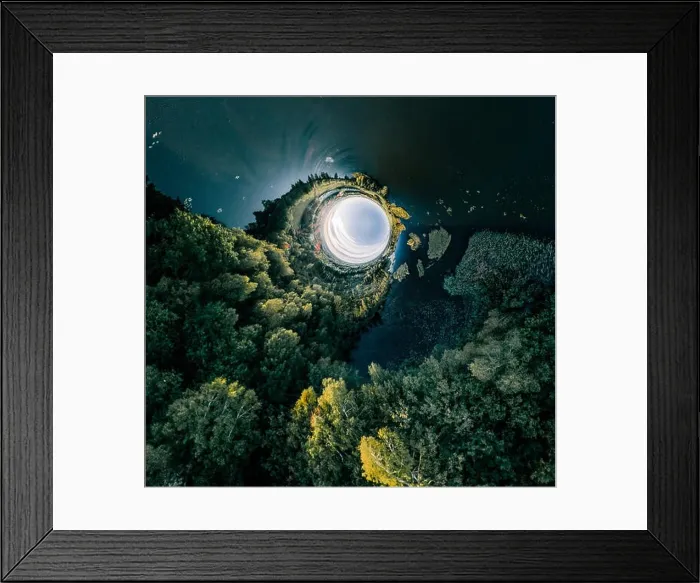 Framed Print : Blue Lake Green field and forest nature in Lithuania Framed Print : Blue Lake Green field and forest nature in Lithuania