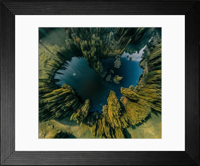 Framed Print : Blue Lake Green field and forest nature in Lithuania Framed Print : Blue Lake Green field and forest nature in Lithuania