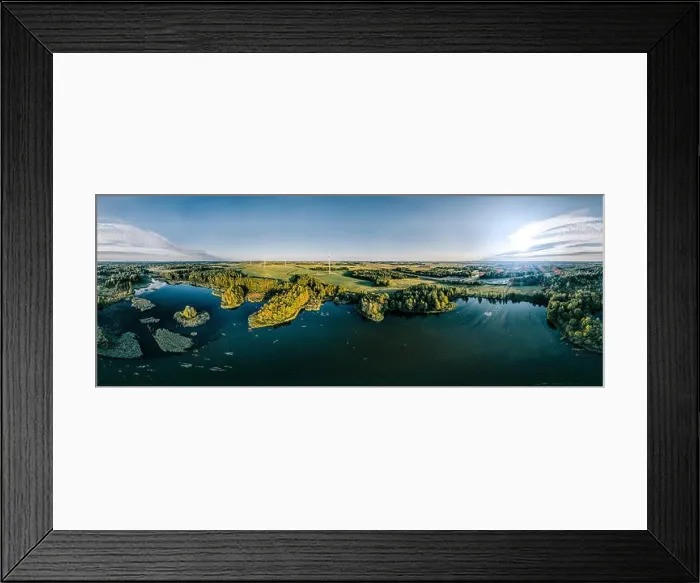 Framed Print : Blue Lake Green field and forest nature in Lithuania Framed Print : Blue Lake Green field and forest nature in Lithuania