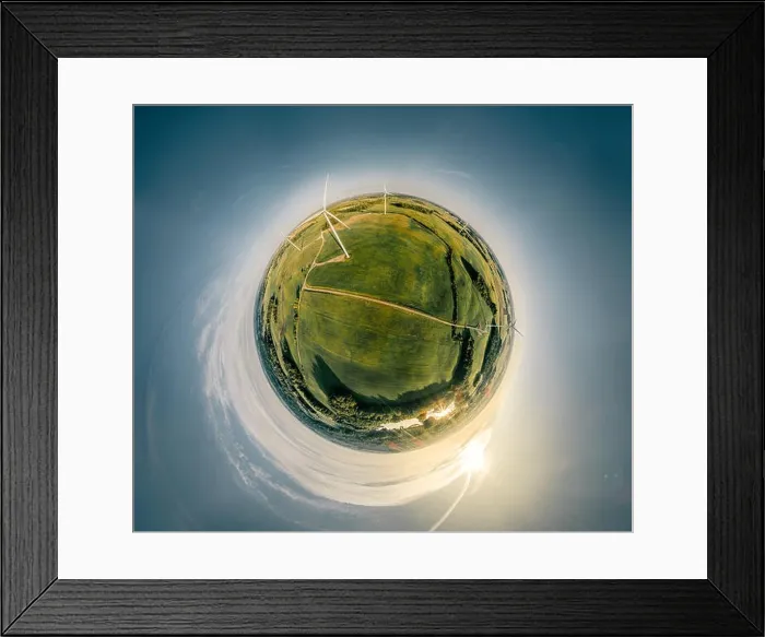 Framed Print : Wind Station Green field and forest nature in Lithuania
