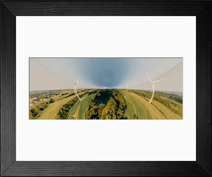Framed Print : Wind Station Green field and forest nature in Lithuania