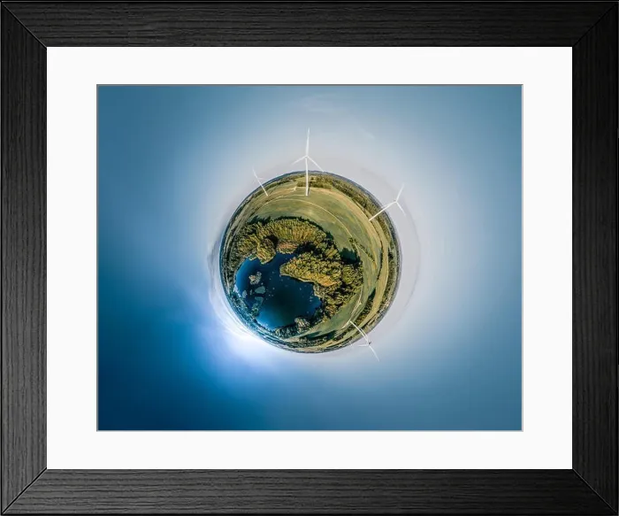Framed Print : Wind Station Green field and forest nature in Lithuania