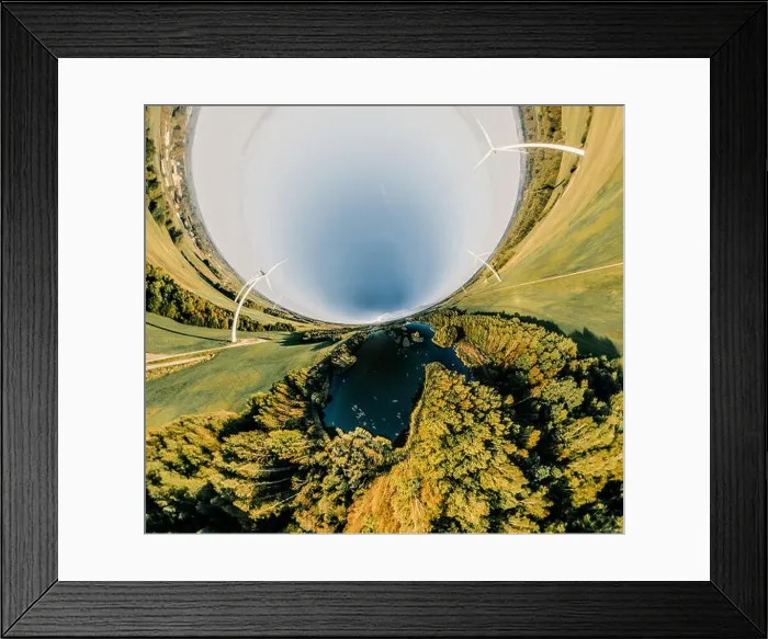 Framed Print : Wind Station Green field and forest nature in Lithuania
