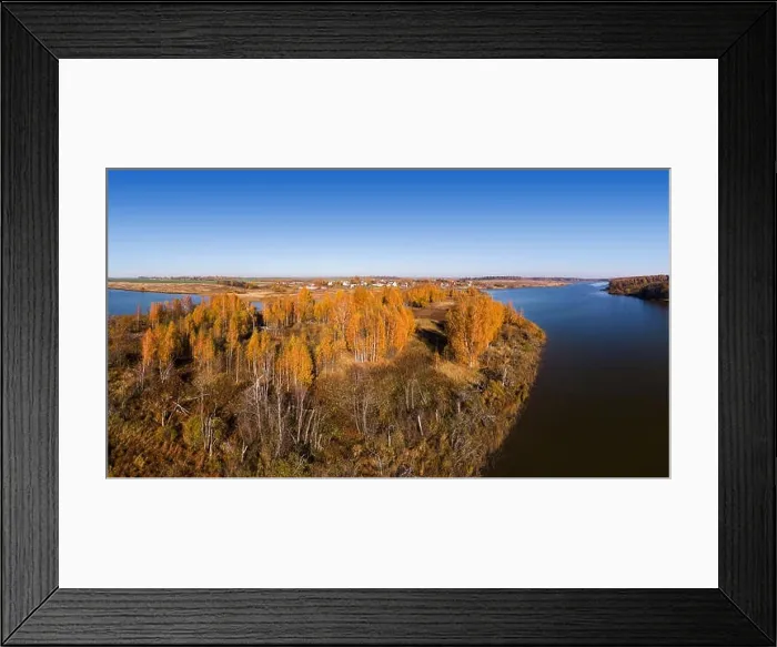 Framed Print : Beautiful panorama from the height of the autumn lake Framed Print : Beautiful panorama from the height of the autumn lake