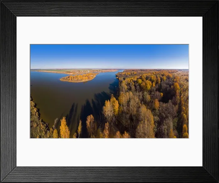 Framed Print : Beautiful panorama from the height of the autumn lake Framed Print : Beautiful panorama from the height of the autumn lake