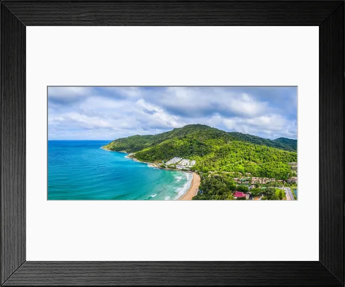Framed Print : aerial view panorama Phromthep cape and wind tubine viewpoint Framed Print : aerial view panorama Phromthep cape and wind tubine viewpoint