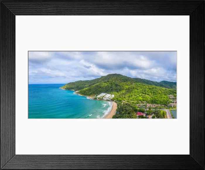Framed Print : aerial view panorama Phromthep cape and wind tubine viewpoint Framed Print : aerial view panorama Phromthep cape and wind tubine viewpoint