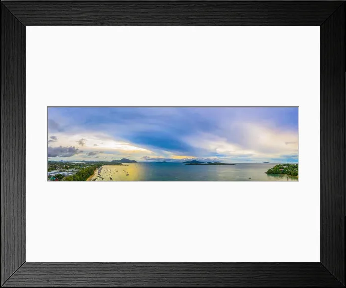 Framed Print : aerial view panorama Phromthep cape and wind tubine viewpoint Framed Print : aerial view panorama Phromthep cape and wind tubine viewpoint