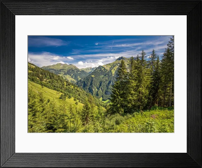 Framed Print : View of Elm village and Swiss mountains - Piz Segnas Framed Print : View of Elm village and Swiss mountains - Piz Segnas