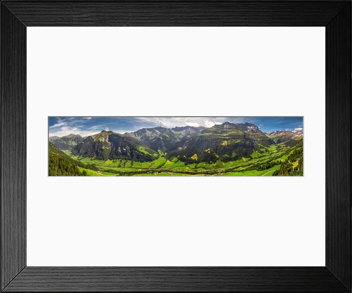 Framed Print : Aerial view of Elm village and Swiss mountains - Piz Segnas Framed Print : Aerial view of Elm village and Swiss mountains - Piz Segnas