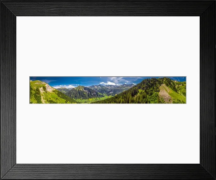 Framed Print : Aerial view of Elm village and Swiss mountains - Piz Segnas Framed Print : Aerial view of Elm village and Swiss mountains - Piz Segnas