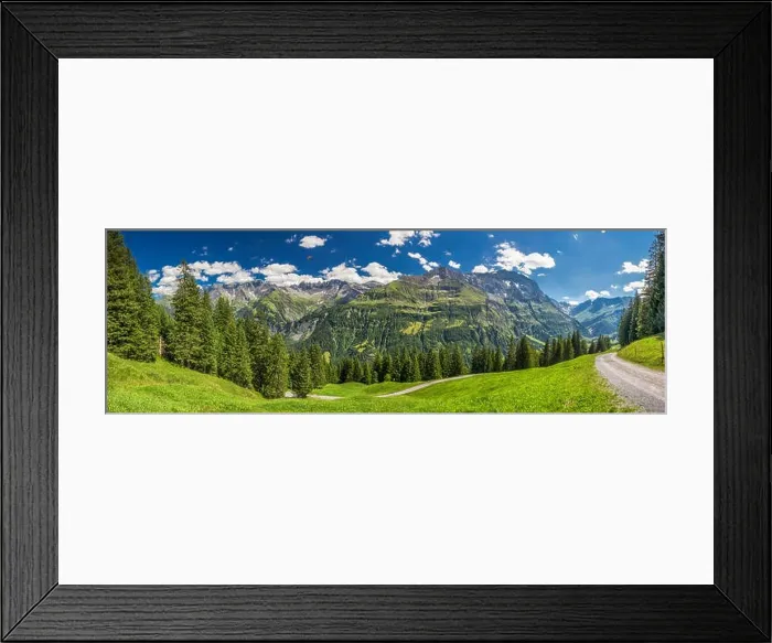 Framed Print : View of Elm village and Swiss mountains - Piz Segnas Framed Print : View of Elm village and Swiss mountains - Piz Segnas