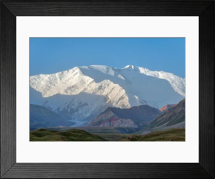 Framed Print : Mount Lenin seen from Basecamp in Kyrgyzstan taken in August 2018 Framed Print : Mount Lenin seen from Basecamp in Kyrgyzstan taken in August 2018